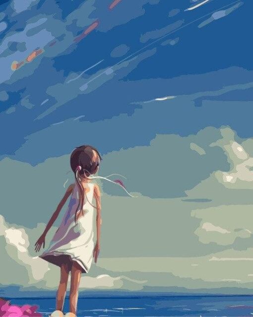 Girl Staring at the Sky paint by numbers