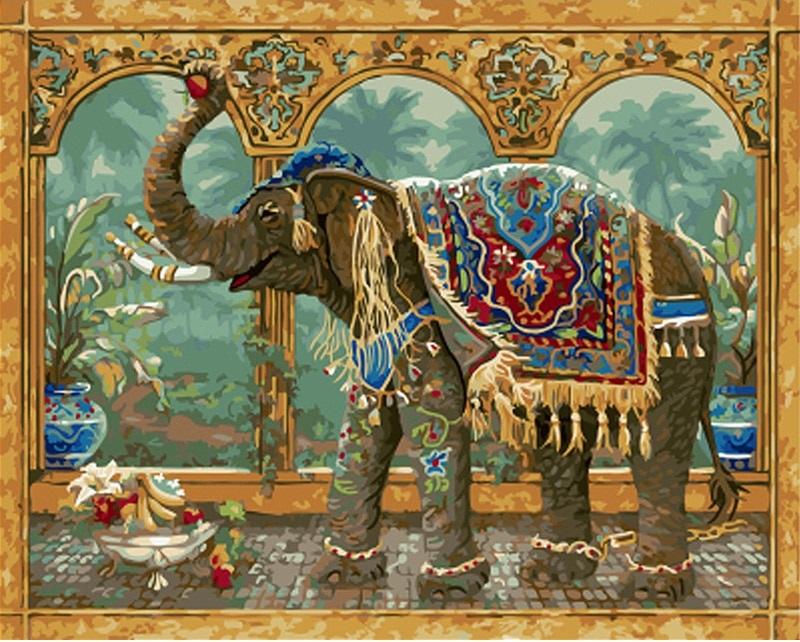RUOPOTY-diy-framed-Elephant-Vintage-DIY-Painting-By-Numbers-Kit-Coloring-By-Number-Unique-Gift-For Elephant Vintage - DIY Paint By Numbers - Numeral Paint