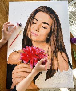 Customized Painting of a women nad flowers