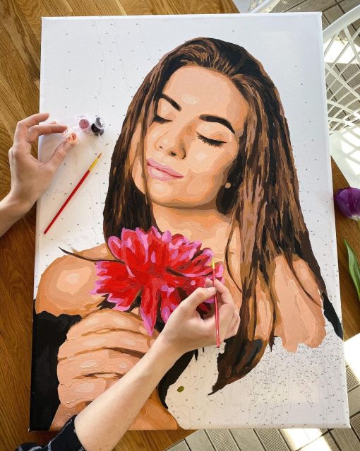 Customized Painting of a women nad flowers