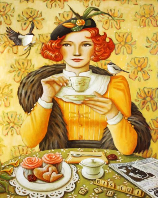 Classic Woman Drinking Coffee paint by numbers