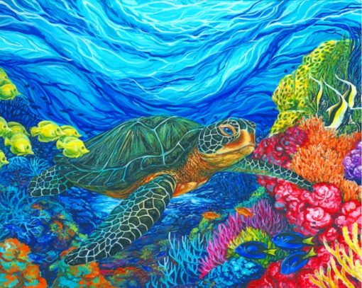 Turtles In coral Reef paint by numbers