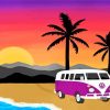 Purple Volkswagen Bus Paint by numbers