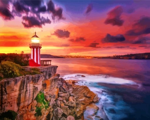 Hornby Lighthouse At Sunset paint by numbers