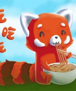 Red Panda Eating Ramen Paint by numbers