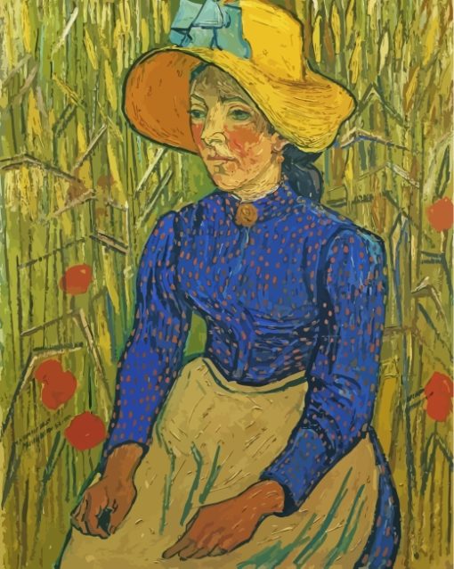 Young Peasant Woman With Straw Hat Paint by numbers