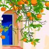 Orange Tree And Blue Door paint by number