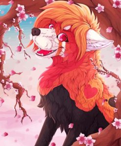 Adorable Foxes And Sakura Paint By Number