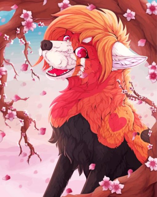 Adorable Foxes And Sakura Paint By Number