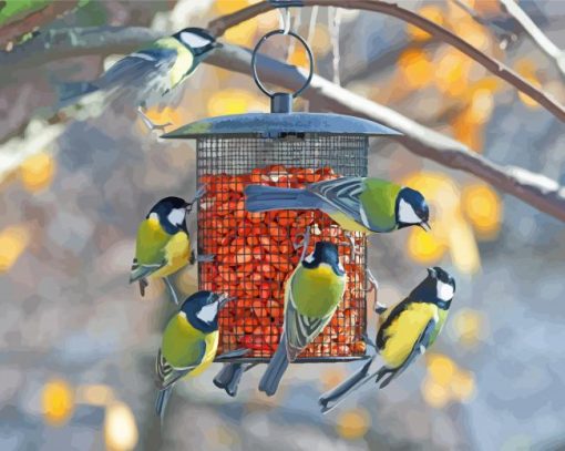 Cute Birds Feeder Paint By Number