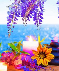 Beach Flowers And Candles Paint By Number