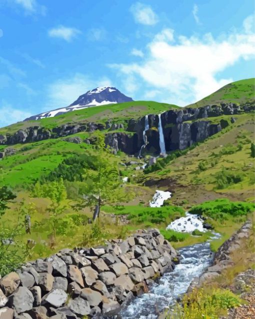 Beautiful Mountains Stream Paint By Number