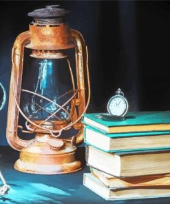 Old Book And Clock Paint By Number