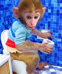 Monkey On Toilet Paint By Number