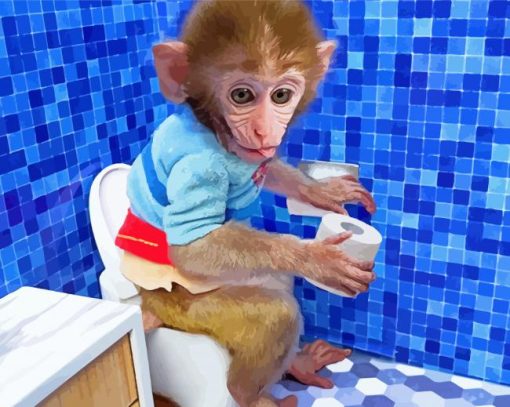 Monkey On Toilet Paint By Number