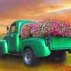 Green Truck And Flowers Paint By Number