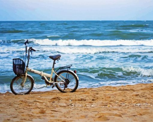 Old Bicycle On Beach Paint By Number