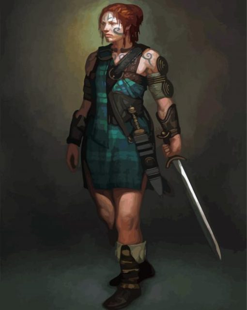 Scottish Woman Warrior Paint By Number