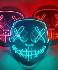 Three Neon Masks Paint By Number