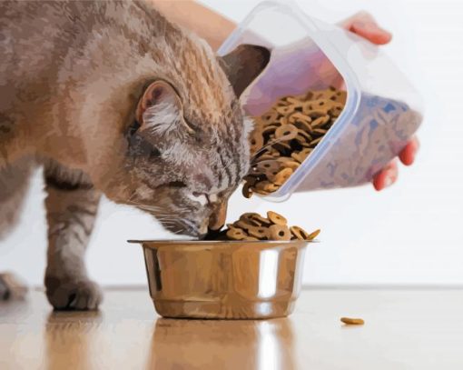 Adorable Cat Eating Paint By Number