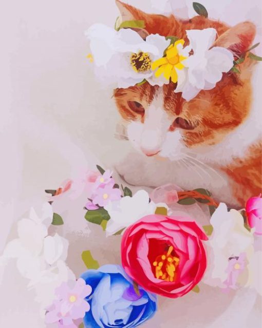 Flowering Cat Crown Paint By Number