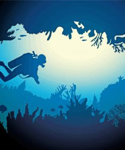 Scuba Diving Silhouette Paint By Number