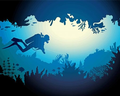 Scuba Diving Silhouette Paint By Number