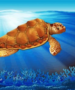 Turtle Swimming In The Sea Paint By Number