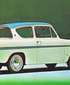 White Ford Anglia Paint By Number