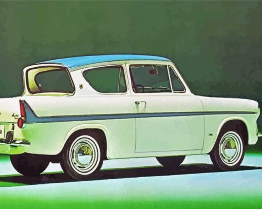 White Ford Anglia Paint By Number