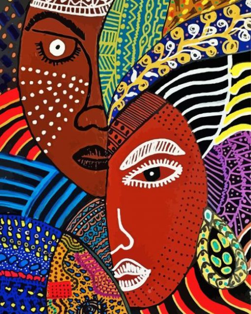 African Faces Abstract Paint By Number