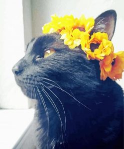 Black Cats And Yellow Flowers Paint By Number