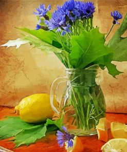 Blue Flowers In Vase Paint By Number