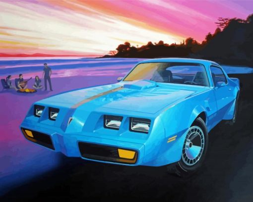 Blue Pontiac Firebird Paint By Number