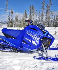 Blue Snowmobile Paint By Number