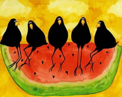 Crows On Water Melon Paint By Number