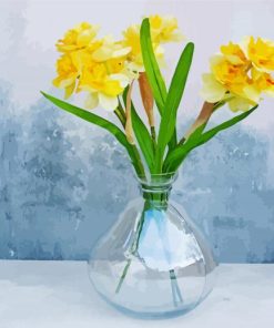 Daffodils In Glass Vase Paint By Number