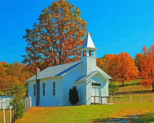 Country Church Paint By Number