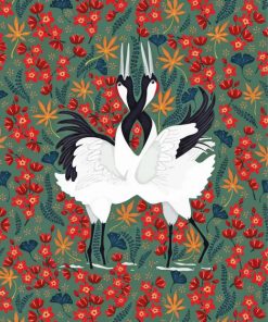 Illustration Japanese Cranes Paint By Number