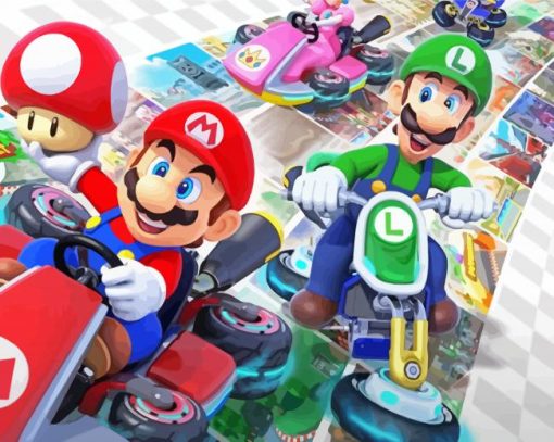 Mario Kart Characters Paint By Number