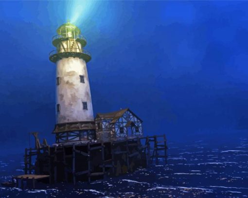 Medieval Lighthouse In Sea Paint By Number