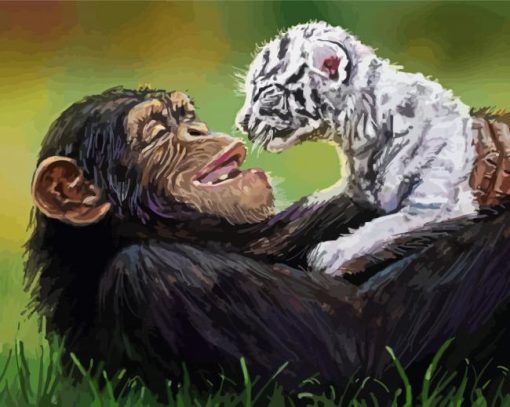 Monkey And White Tiger Paint By Number