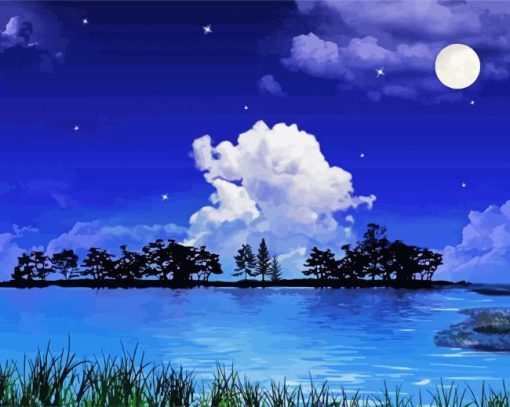 Moon Night Lake Paint By Number