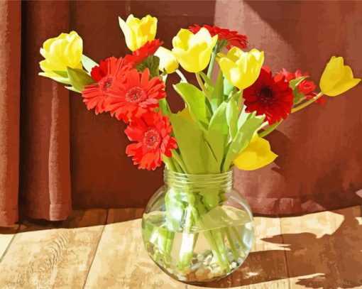 Red and Yellow Wildflowers Paint By Number