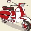 Red Lambretta Illustration Paint By Number