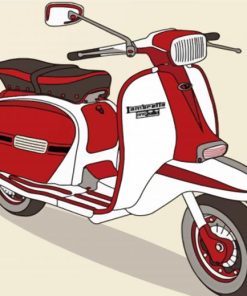 Red Lambretta Illustration Paint By Number