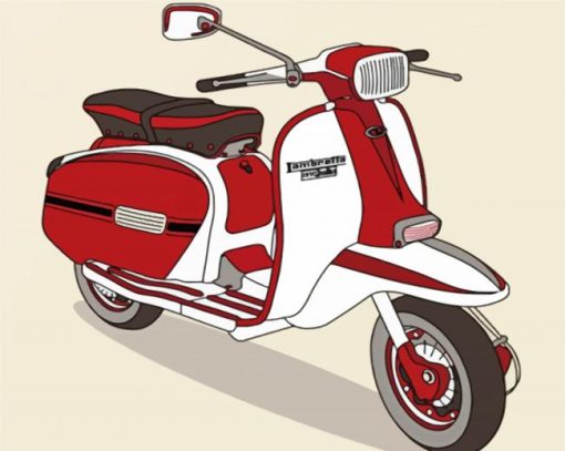 Red Lambretta Illustration Paint By Number