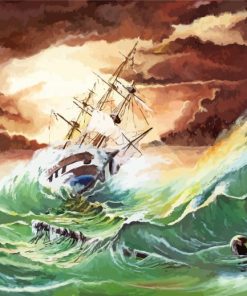 Ship In Stormy Sea Paint By Number