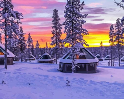 Lapland Snowy Landscape Paint By Number