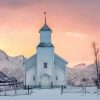 Winter Church At Sunset Paint By Number